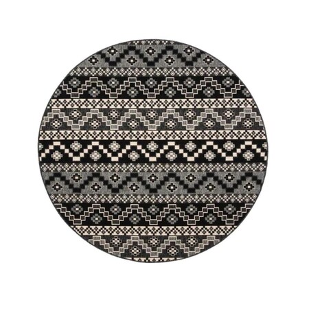 Safavieh 3 x 3 ft. Veranda Round Area Rug; Black & Beige VER095-0421-3R